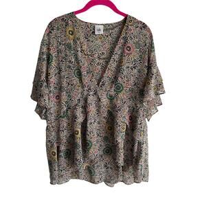 CAbi Poet Folklore 2-piece Ladies Floral Career Chiffon Blouse, M